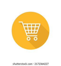 Shopping cart flat icon with shadow