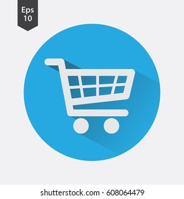 Shopping Cart Flat Icon. Simple Sign. Vector Illustrated Symbol