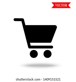 Shopping cart flat icon vector.