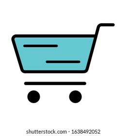 Shopping cart. Flat icon. Vector illustration.