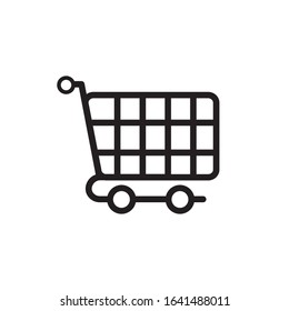 Shopping cart flat line icon vector