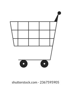 Shopping cart flat monochrome isolated vector object. Editable black and white line art drawing. Simple outline spot illustration for web graphic design