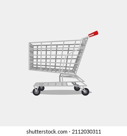 Shopping cart in a flat style. Vector illustration cartoon trolley