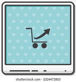 Shopping cart flat vector icon. Supermarket object.