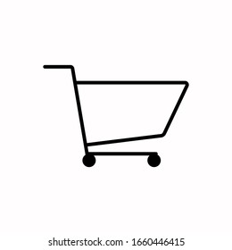 Shopping cart flat vector icon black and white