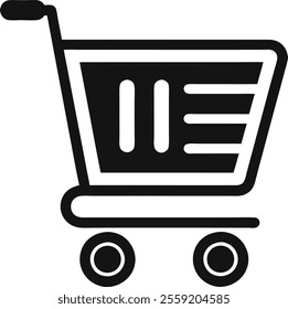 Shopping Cart Flat Vector Icon Silhouette For E Commerce