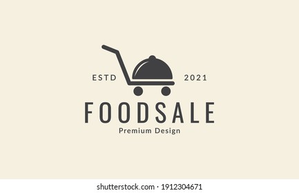 shopping cart with food restaurant simple logo vector icon symbol design graphic illustration