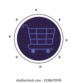 shopping cart in frame circular isolated icon