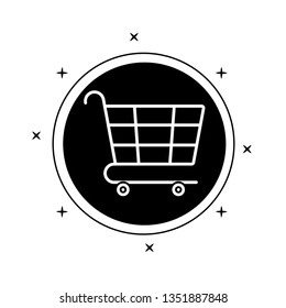shopping cart in frame circular isolated icon