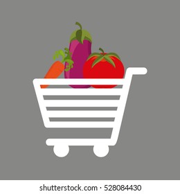 shopping cart fresh vegetales food vector illustration eps 10