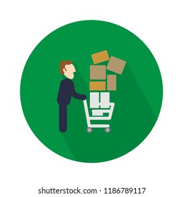 shopping cart full icon. shopping trolley illustration logo - shopping store sign symbol