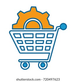 shopping cart with gears