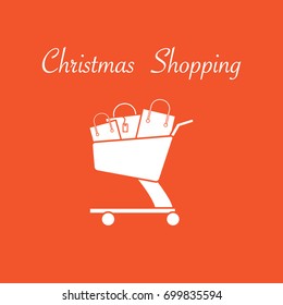Shopping cart with gift bags. Design for banner, poster or print.