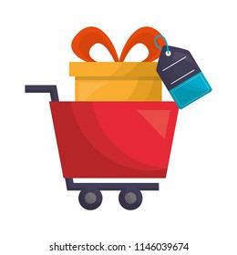 shopping cart with gift box
