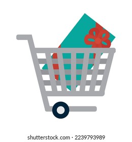 shopping cart with gift box