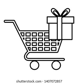 shopping cart with gift box vector illustration design