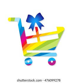 Shopping cart with gift vector sale in store
