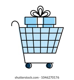 shopping cart with giftbox