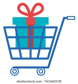 shopping cart with giftbox