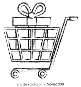 shopping cart with giftbox