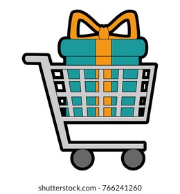 shopping cart with giftbox