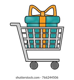 shopping cart with giftbox