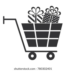 shopping cart with giftbox