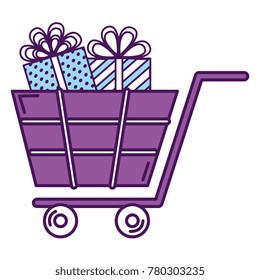 shopping cart with giftbox