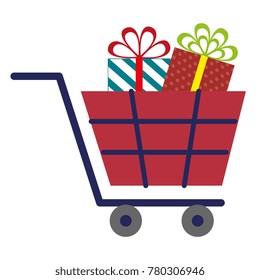 shopping cart with giftbox