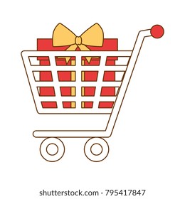 shopping cart with giftbox present icon