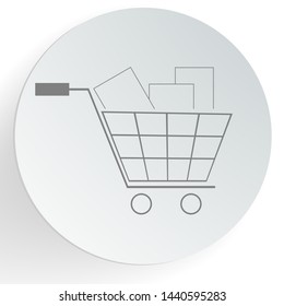 Shopping Cart with gifts icon. E-commerce concept. Vector illustration. 