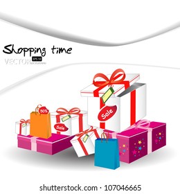 shopping cart with gifts and sale stick