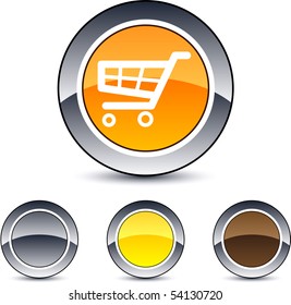 Shopping cart glossy round web buttons.