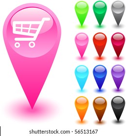 Botones de web lustrosos de carrito de compras.