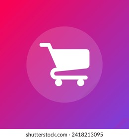 Shopping cart glyph icon, trolley sign vector graphics, basket symbol pictogram isolated on a white background. Suitable for Web Page, Mobile App, UI, UX and GUI design. eps 10.