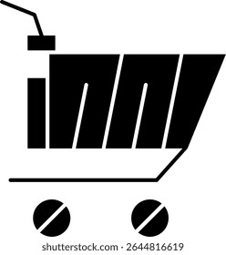 Design de ícone de vetor de glifo de carrinho de compras