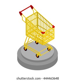 Shopping cart gold. Award for best buyer. Precious purchasing trolley. finest Sellers
