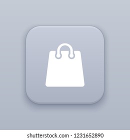 Shopping cart, gray vector button with white icon on gray background