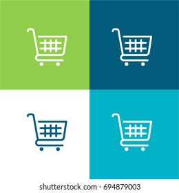 Shopping cart green and blue material color minimal icon or logo design
