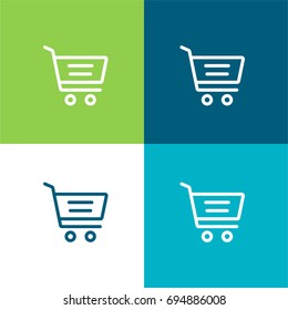 Shopping cart green and blue material color minimal icon or logo design