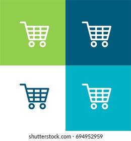 Shopping Cart green and blue material color minimal icon or logo design