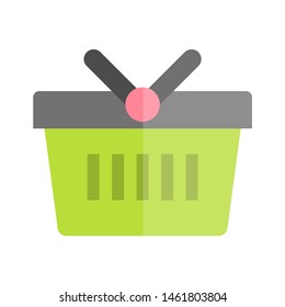 Shopping cart in green icon. Flat illustration colored vector isolated icons of Retail ecommerce icon set for web
