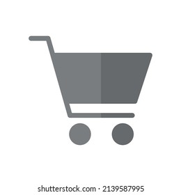 Shopping cart grey flat vector icon