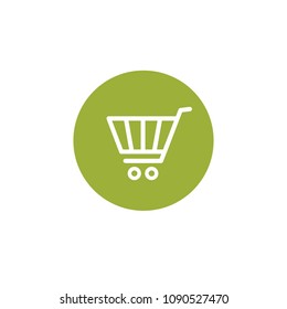 Shopping cart, gurney in supermarket isolated flat web mobile icon. Vector graphic illustration. Logotype, logo