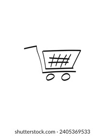 shopping cart hand draw icon, vector best line icon.