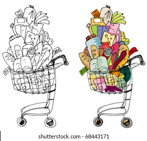 shopping cart handmade sketch