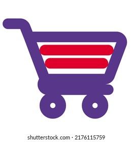 Carro de compras para compras pesadas aisladas sobre fondo blanco