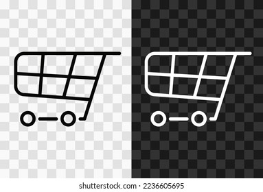 Shopping cart, high quality vector editable line icon. Shopping cart outline icon isolated on dark and light transparent backgrounds for UI design.