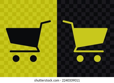 Shopping cart, high quality vector silhouette icon. Shopping cart icon silhouette isolated on dark and light transparent backgrounds, Shopping cart symbol.
