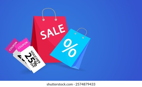 Shopping cart holds mobile phones and food bags. E-commerce advertising illustration. fast online delivery service. package box with groceries out of mobile screen. Food delivery. vector